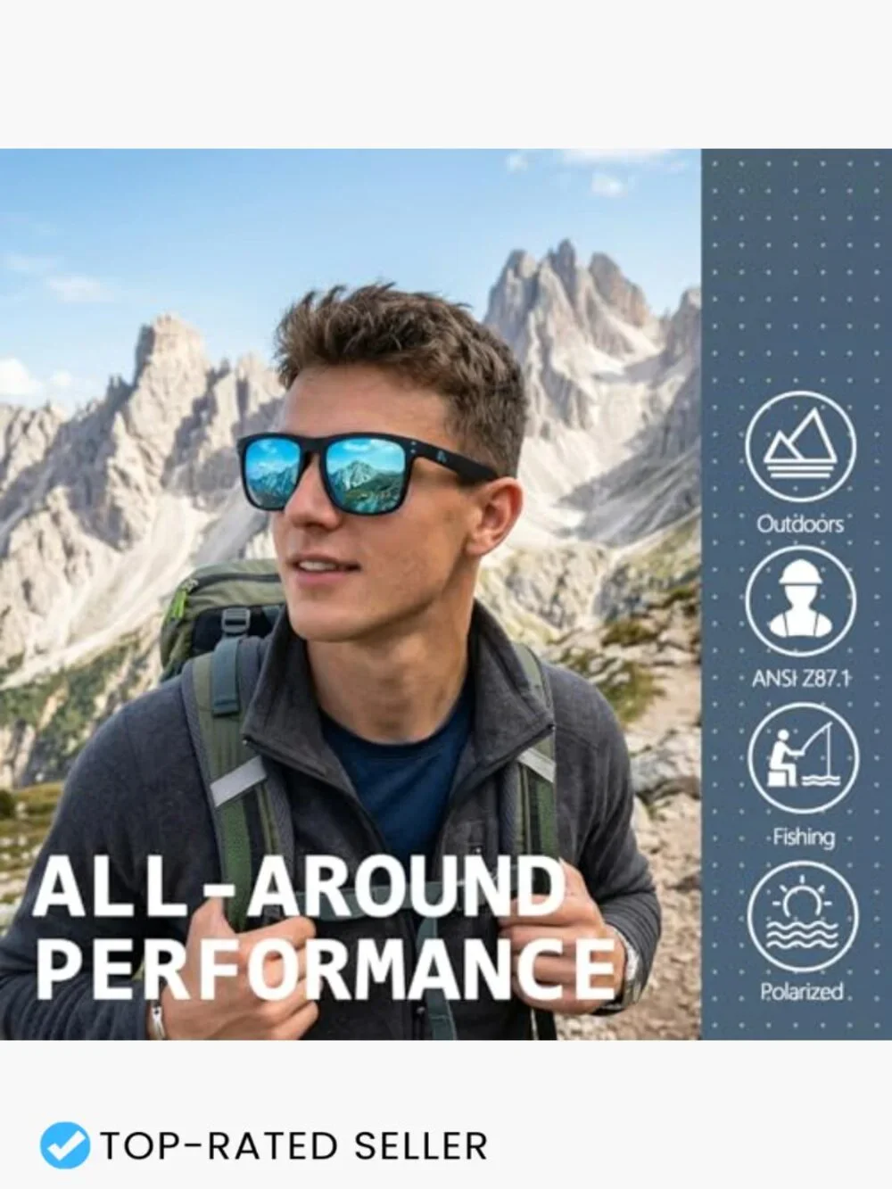 Oversized Square Polarized Sunglasses for Men UV Protection Trendy Wrap Around